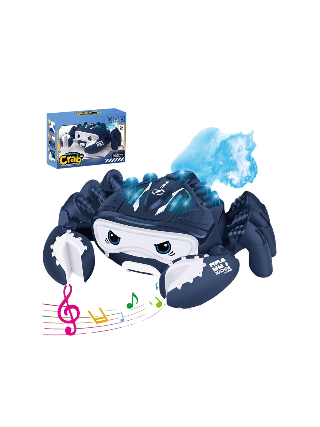 

OIPINA Crawling Crab Toy With Smoke Spray Lights Musical Toys, White
