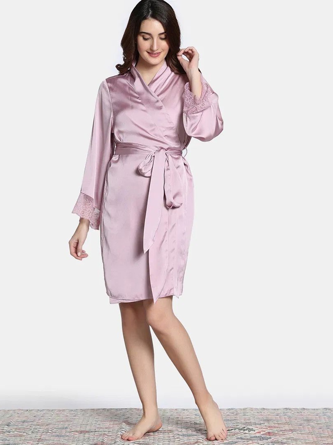 

Zivame Bridal Knee Length Robe, Purple