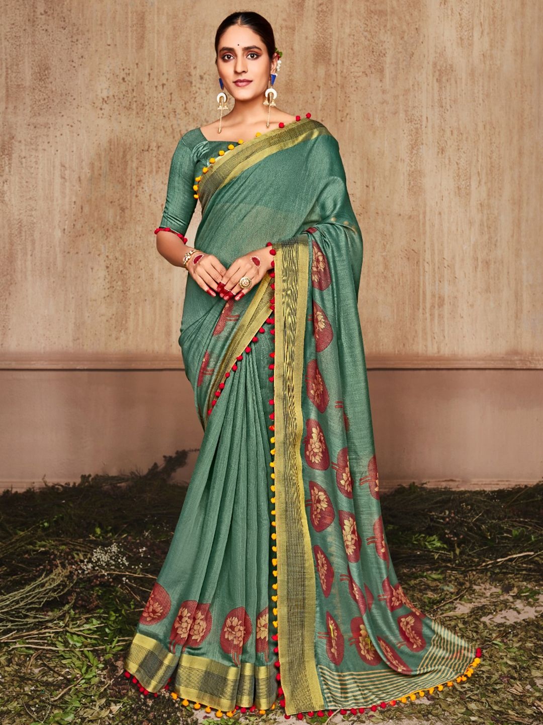 

Mitera Bagh Saree, Sea green