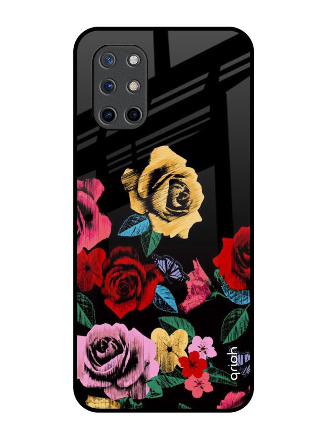 

QRIOH Floral Printed OnePlus 8T Back Case Mobile Accessories, Black