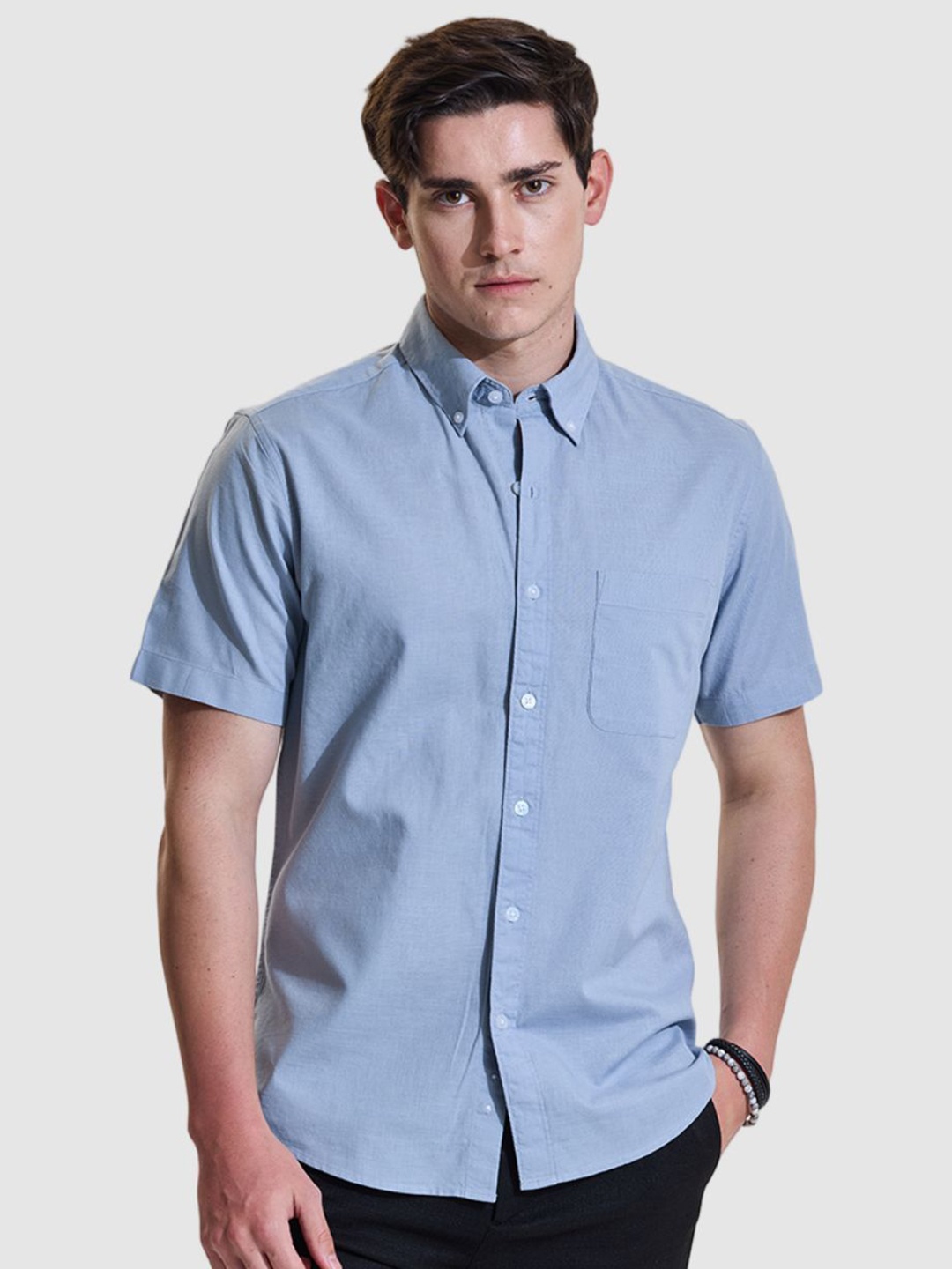 

Snitch Men Smart Slim Fit Opaque Casual Shirt, Blue