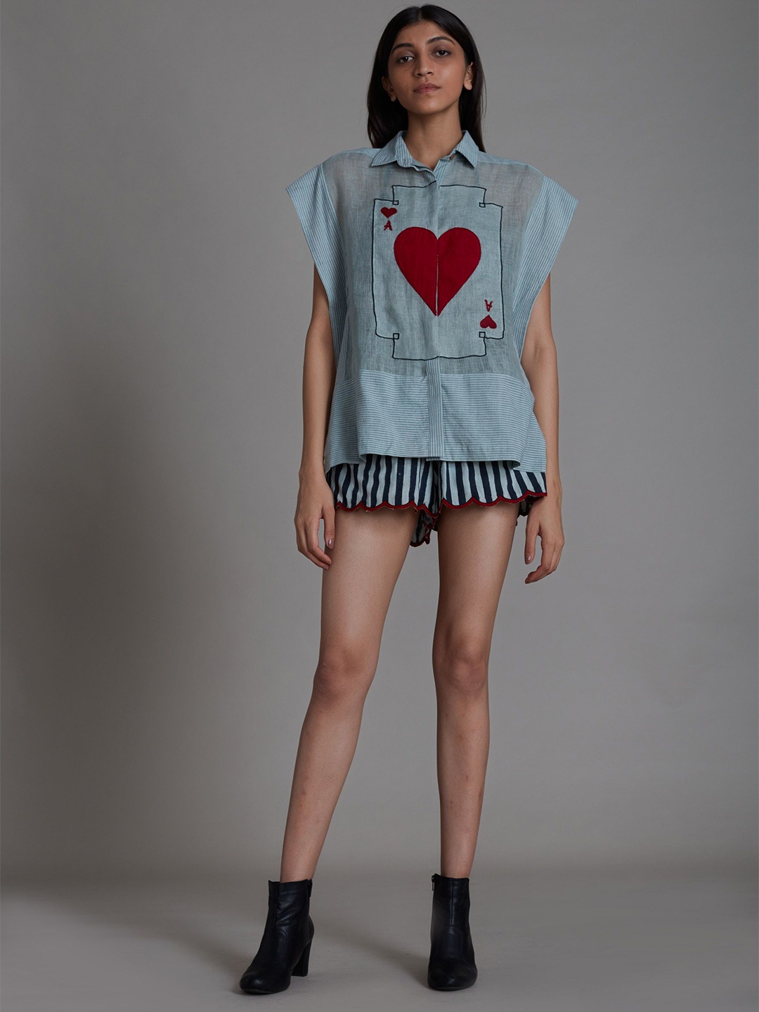 

MATI Printed Shirt with Shorts, Blue