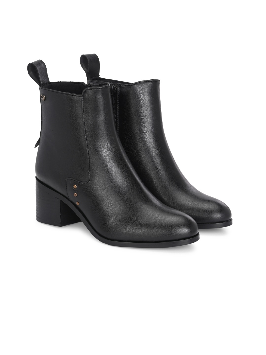

Delize Womens Leather Mid Heel Ankle Regular Boots, Black