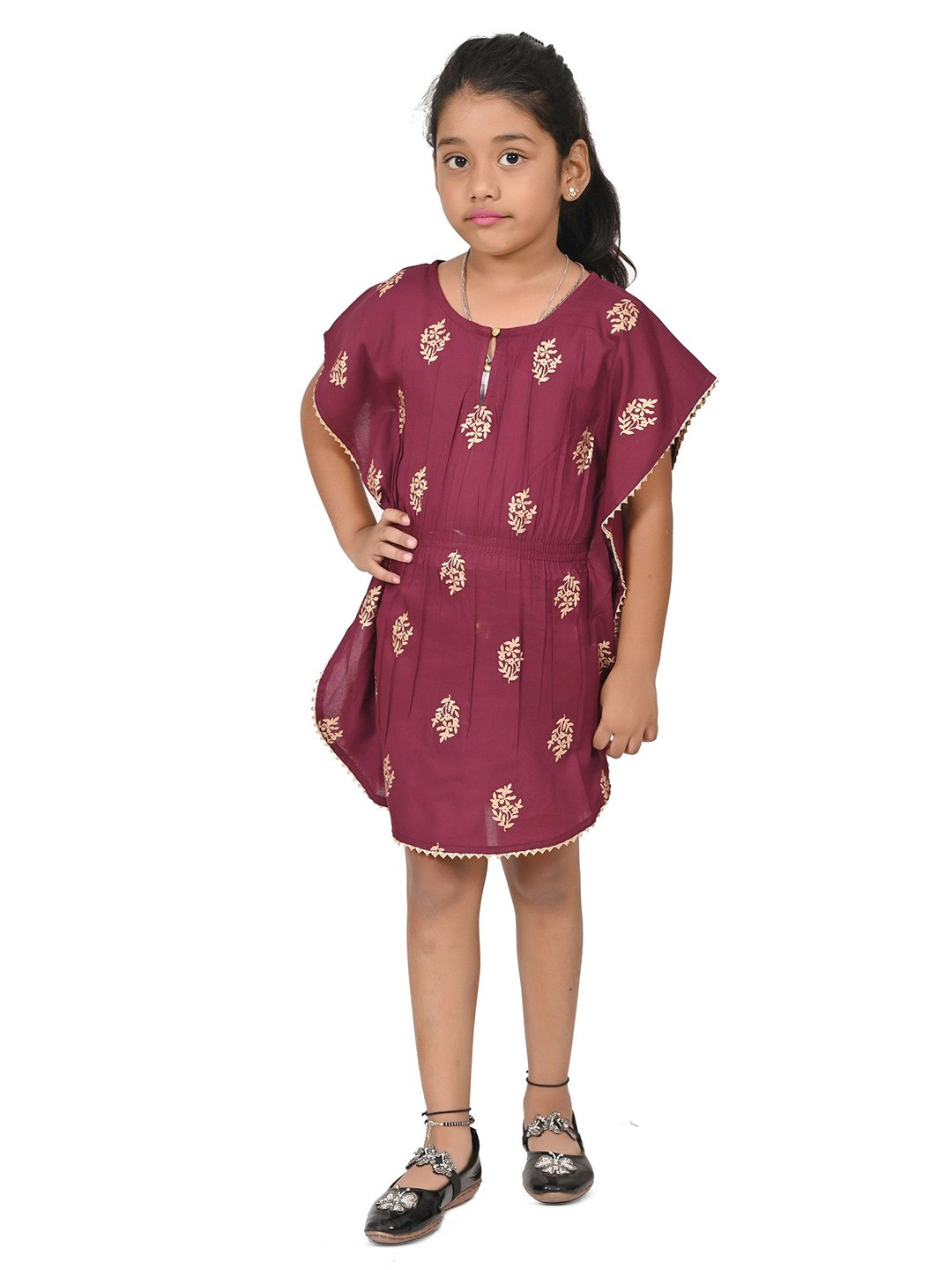

GIANNA Floral Print Flutter Sleeve Blouson Crop Top, Maroon