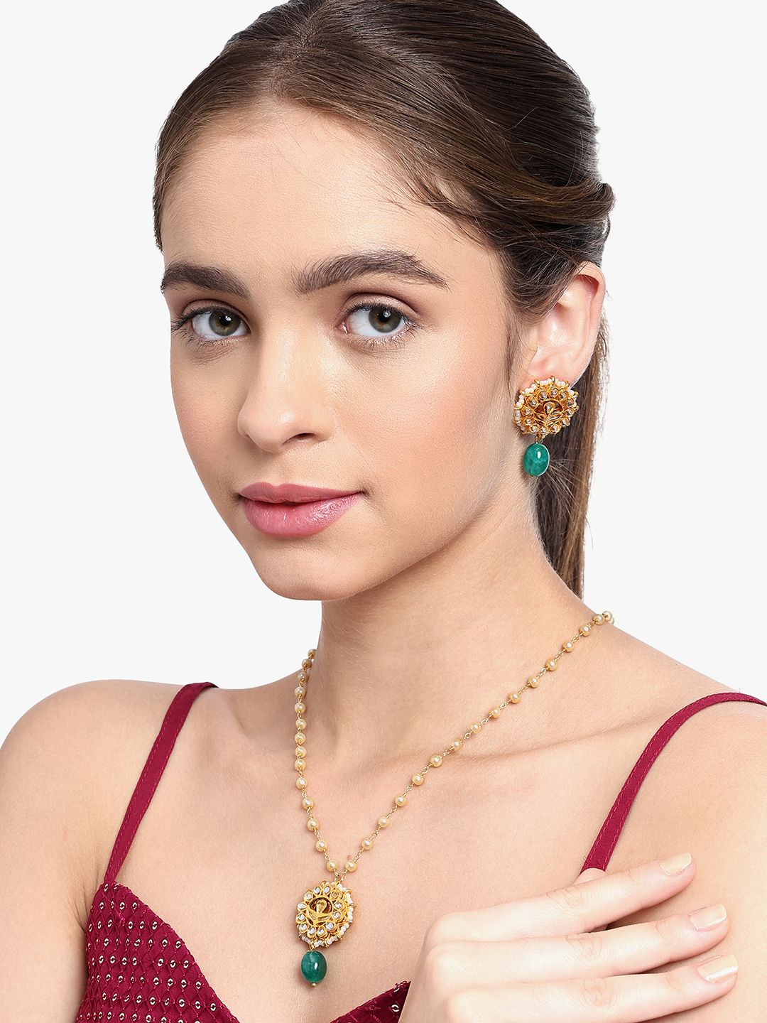 

AARSEE OFFICIAL Gold-Plated Pearls Contemporary Shaped Drop Earrings