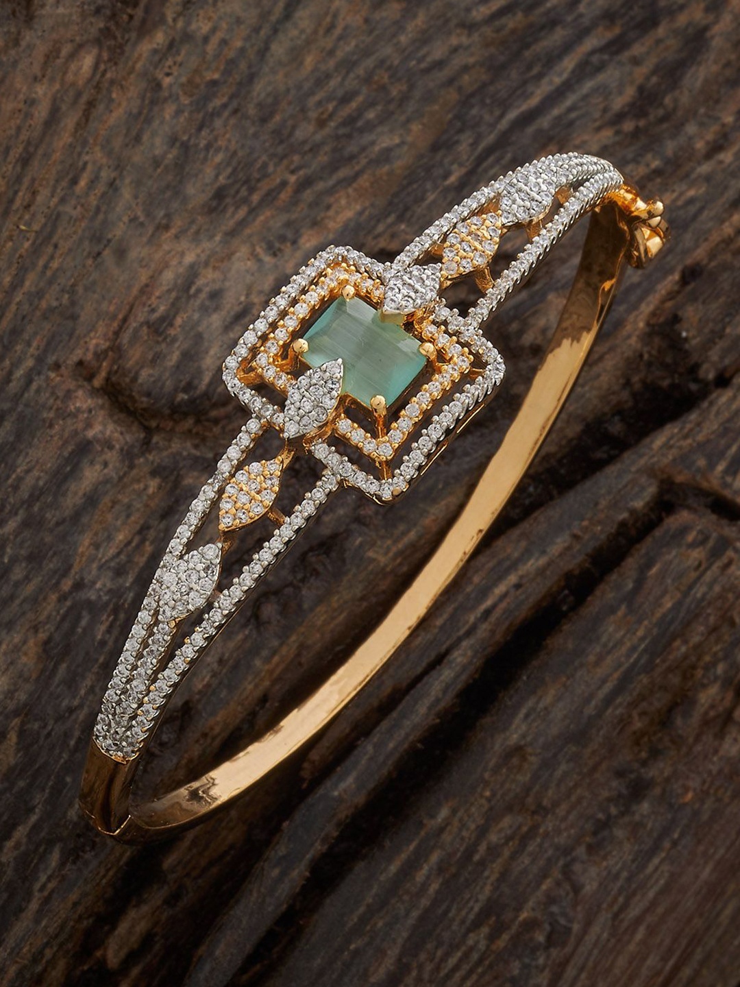 

Kushal's Fashion Jewellery Mint Rhodium Gold-Plated Party Zircon Kada