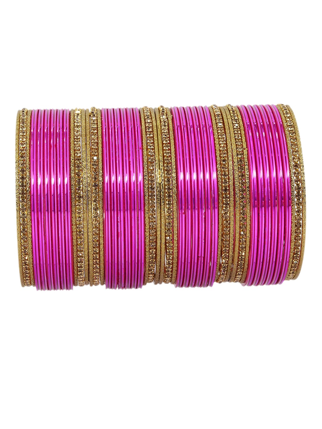 

ZULKA Set Of 48 Cubic Zirconia Studded Textured Bangles, Gold