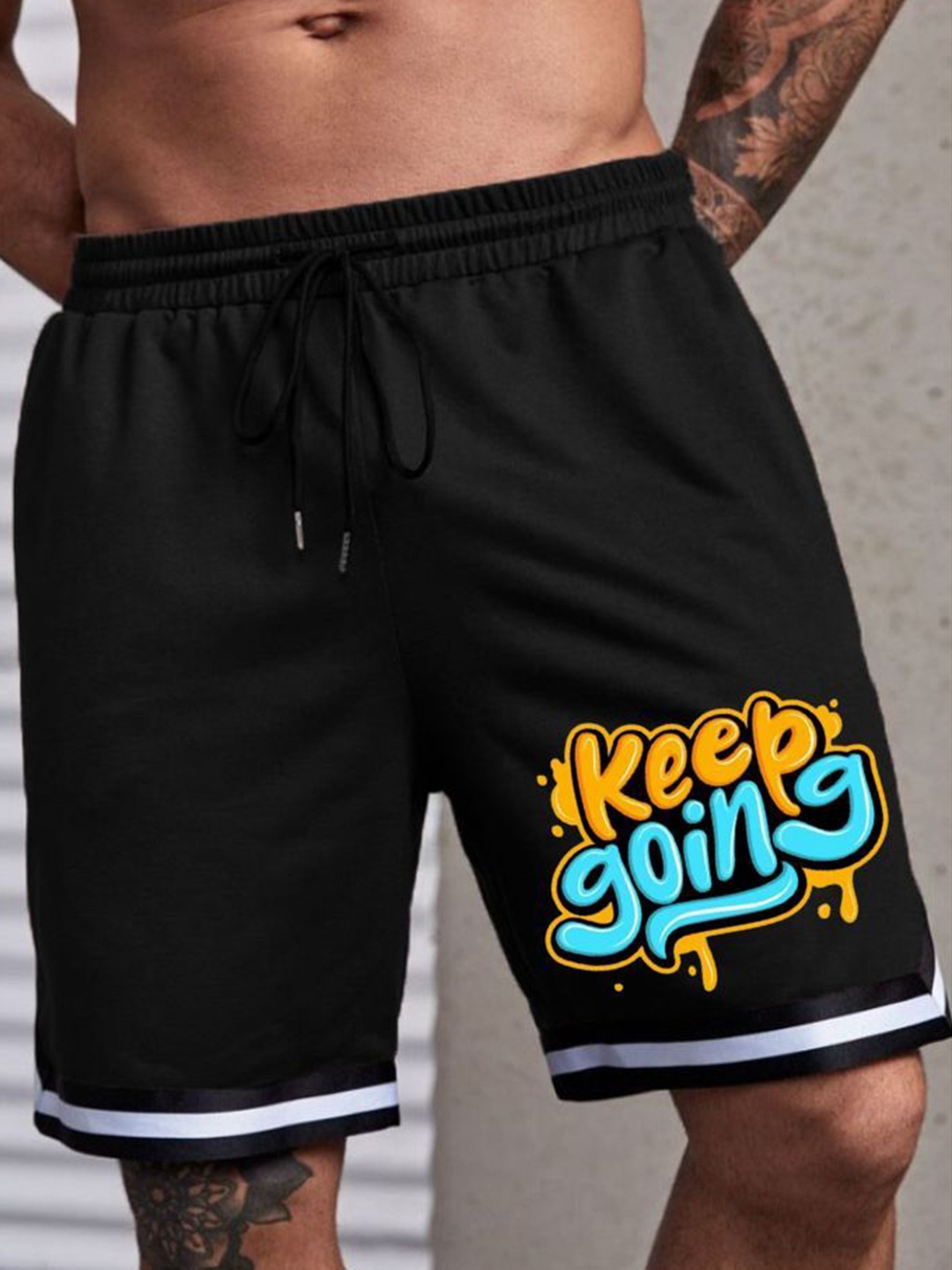 

culish Men Printed High-Rise Training or Gym Shorts, Black