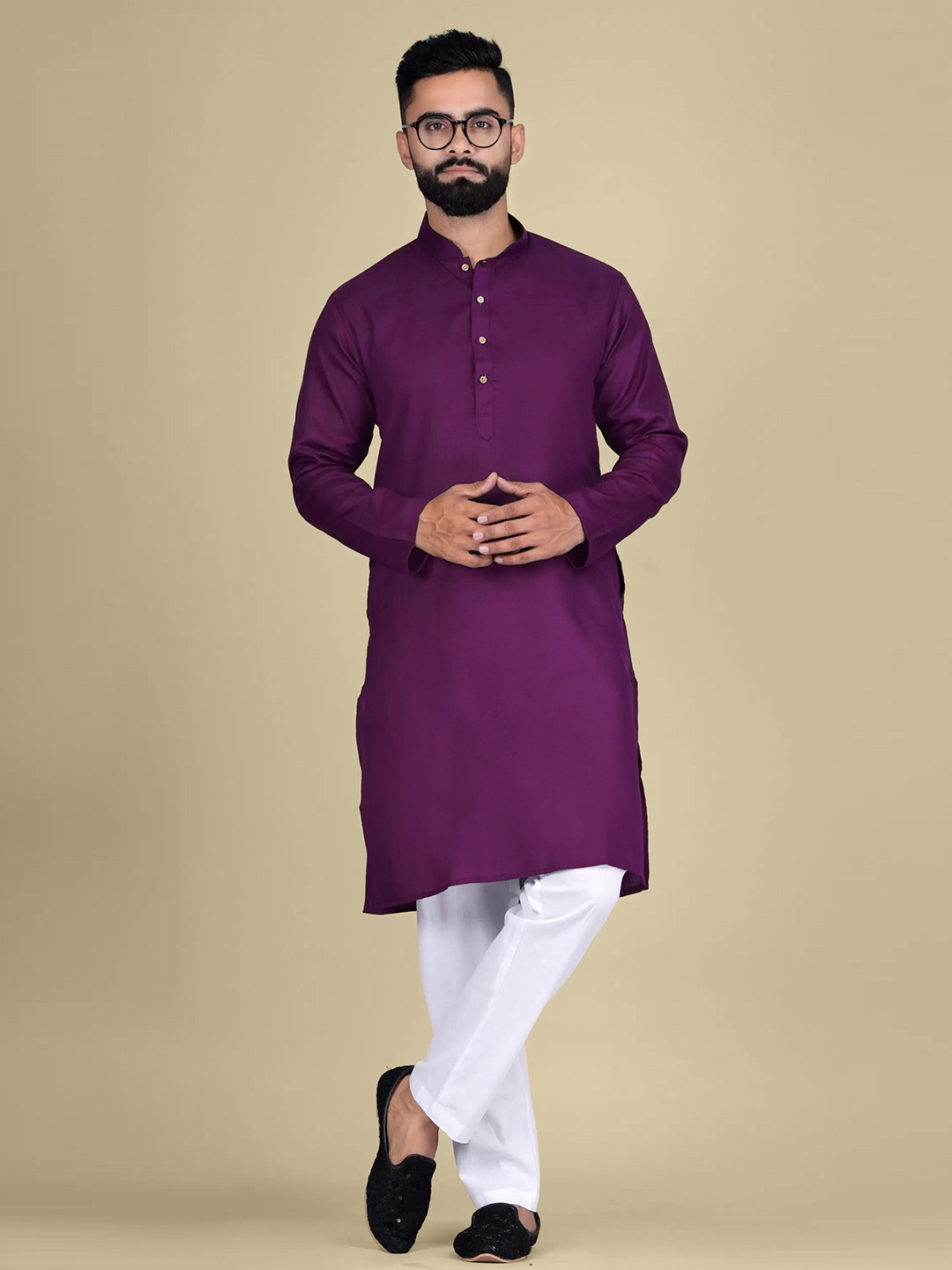 

Moda Rapido Mandarin Collar Straight Kurtas, Purple