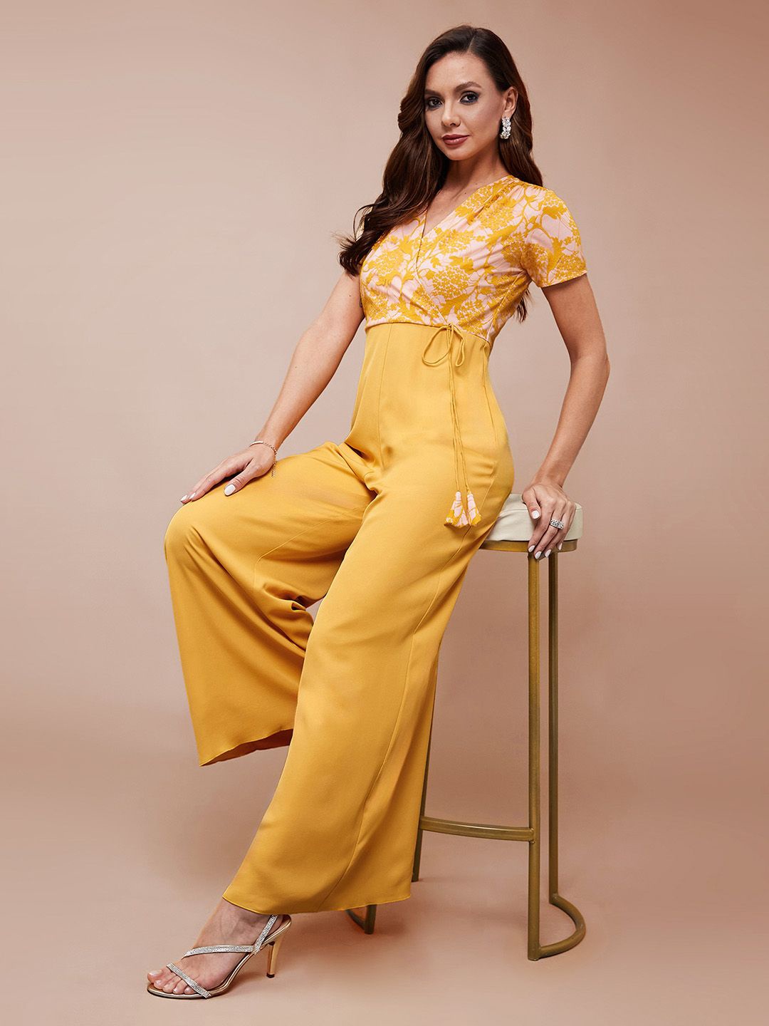 

all about you Printed Basic Jumpsuit, Mustard