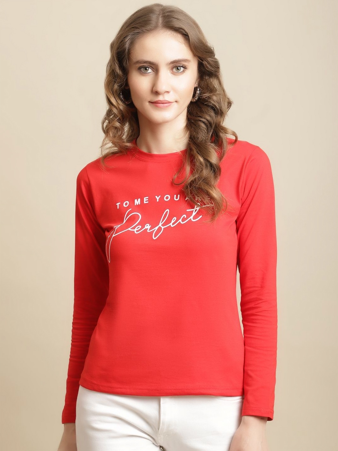 

Tromko Women Typography Printed T-shirt, Red