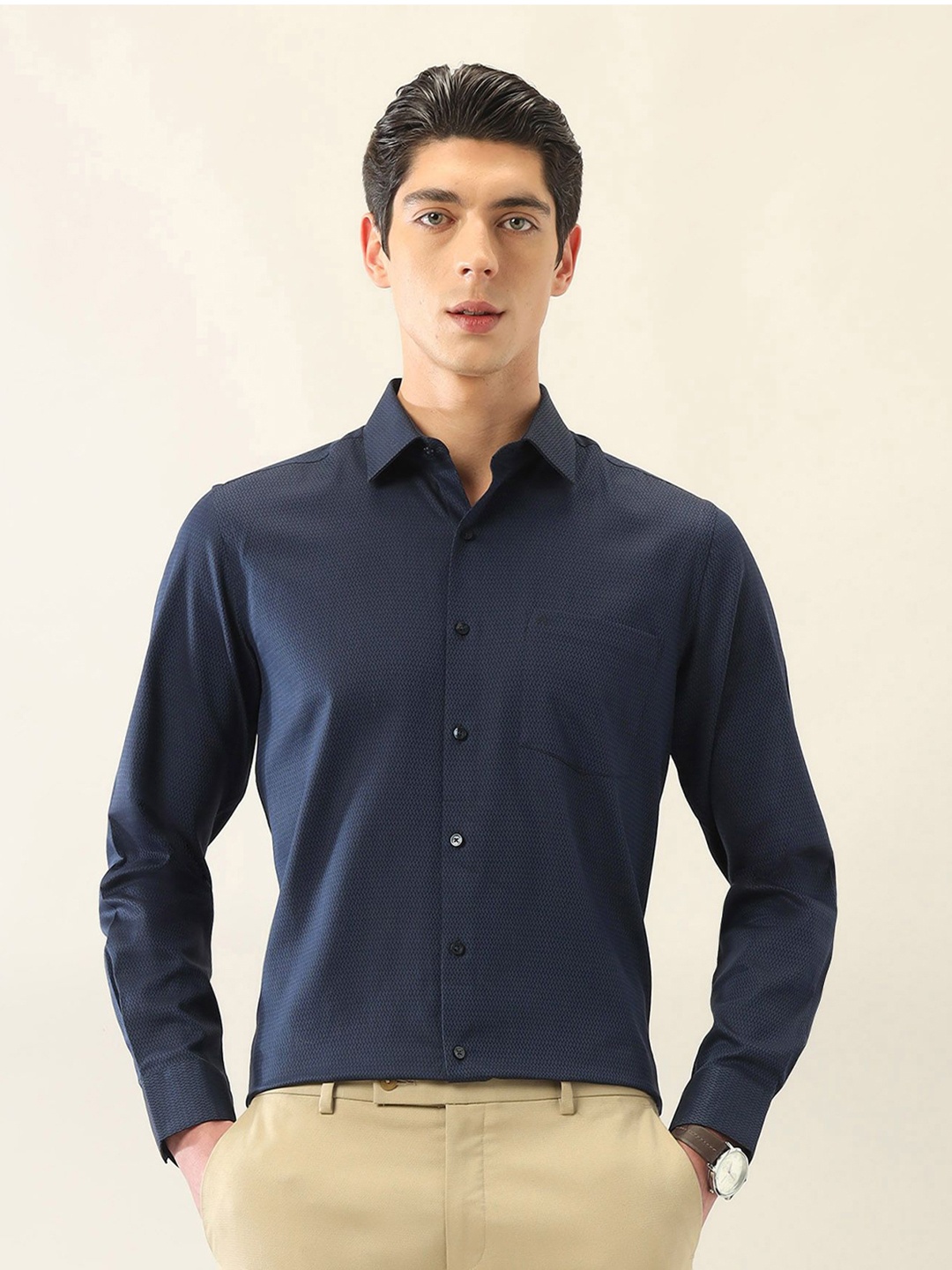 

Arrow Men Classic Opaque Printed Formal Shirt, Blue