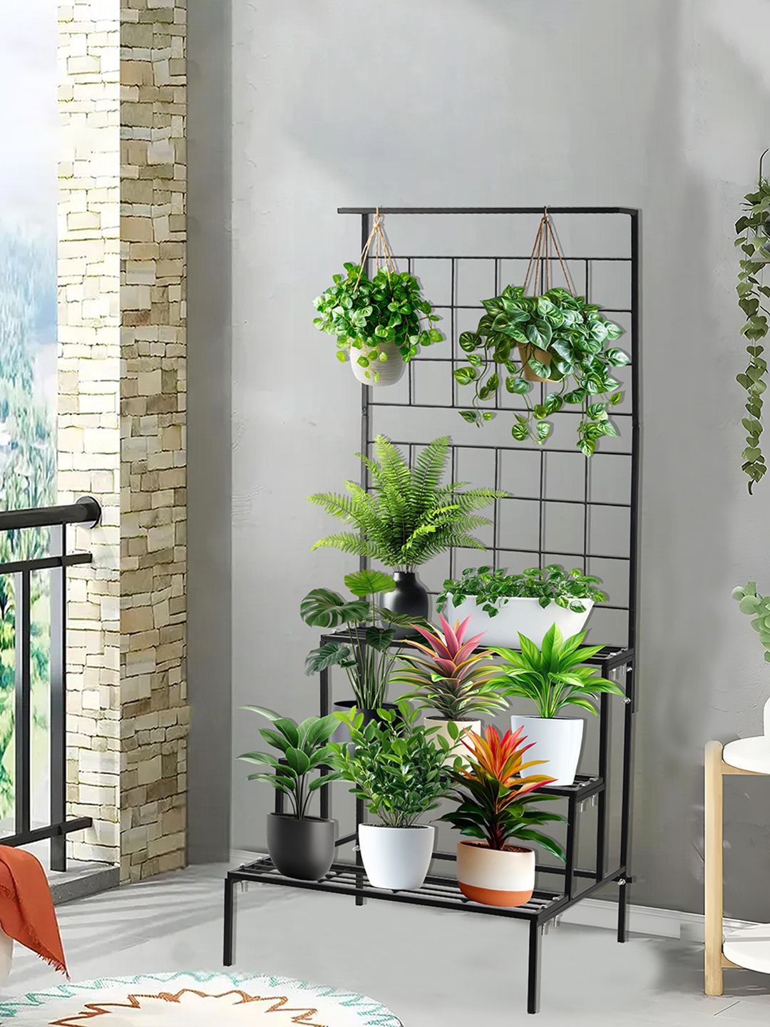 

Kuber Industries Black Hanging Alstroemeria Aloe Vera Artificial Flower With Pot