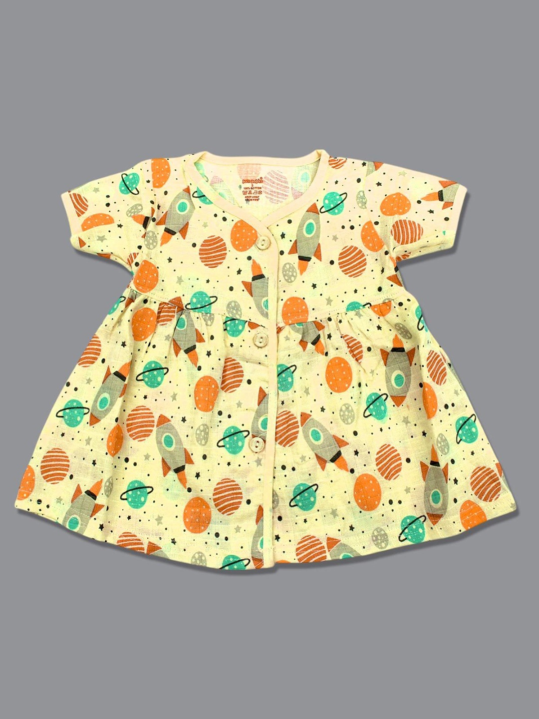 

Born Babies Floral Print Organic Cotton A-Line Dress, Multi