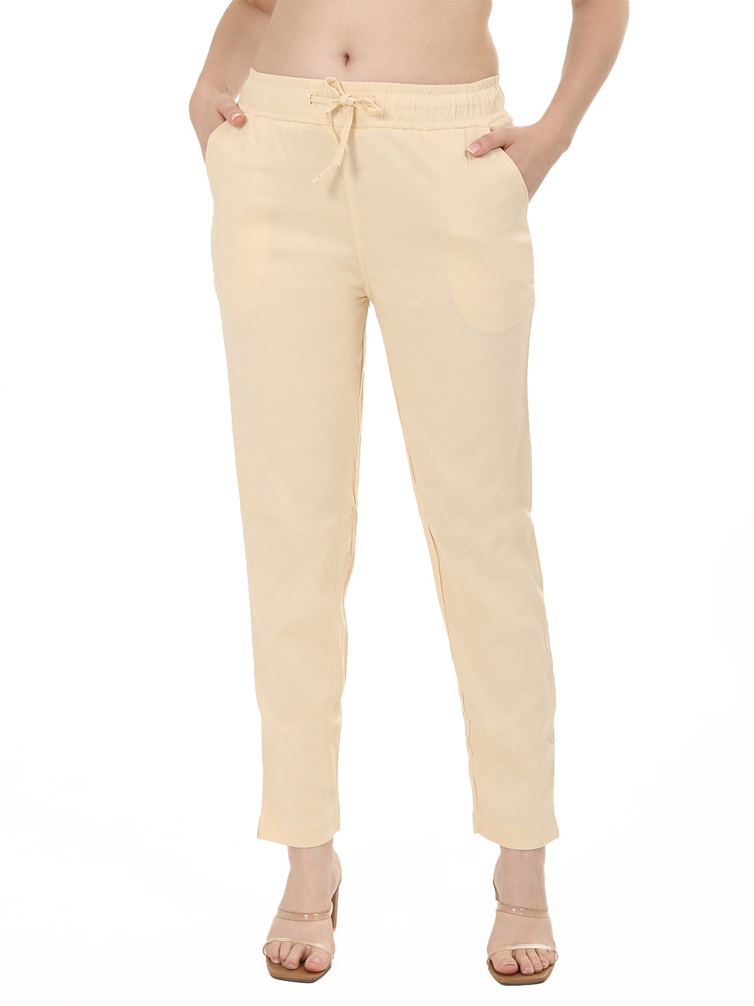 

Fly Birds Women Tailored Trousers, Cream