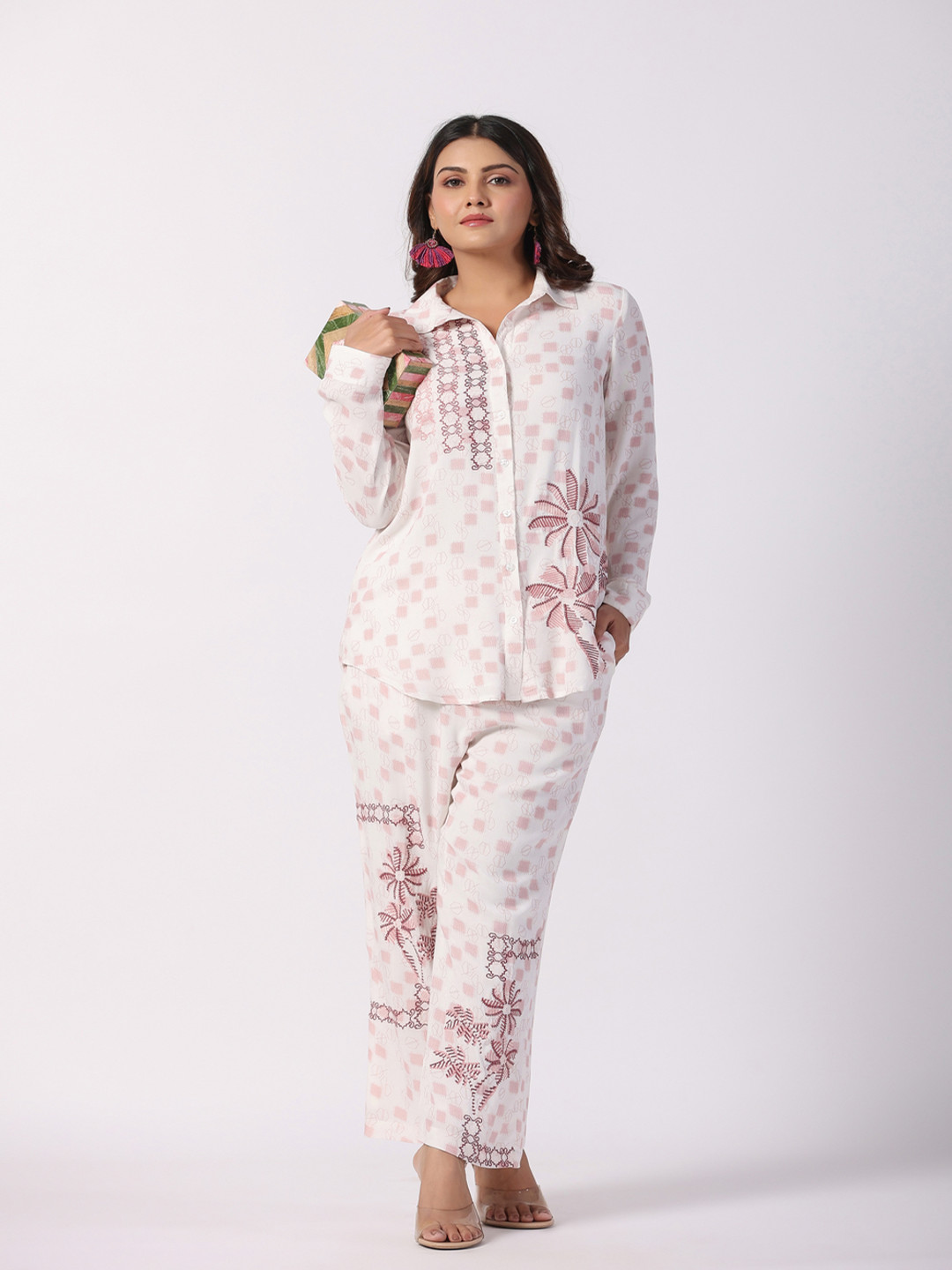 

STIL O STITCH Printed Shirt With Trousers, Pink