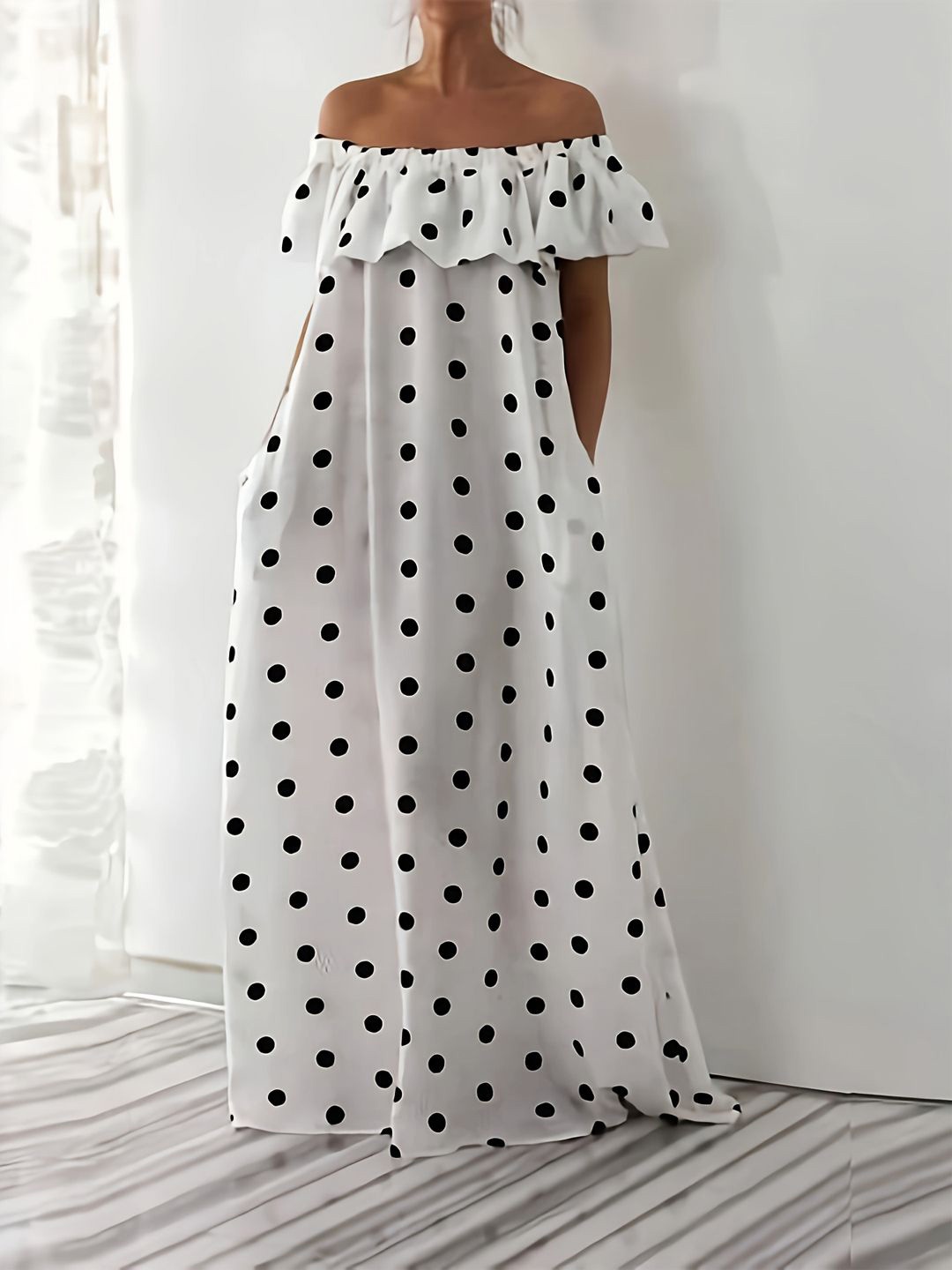 

DressBerry Curve Print A-Line Midi Dress, White