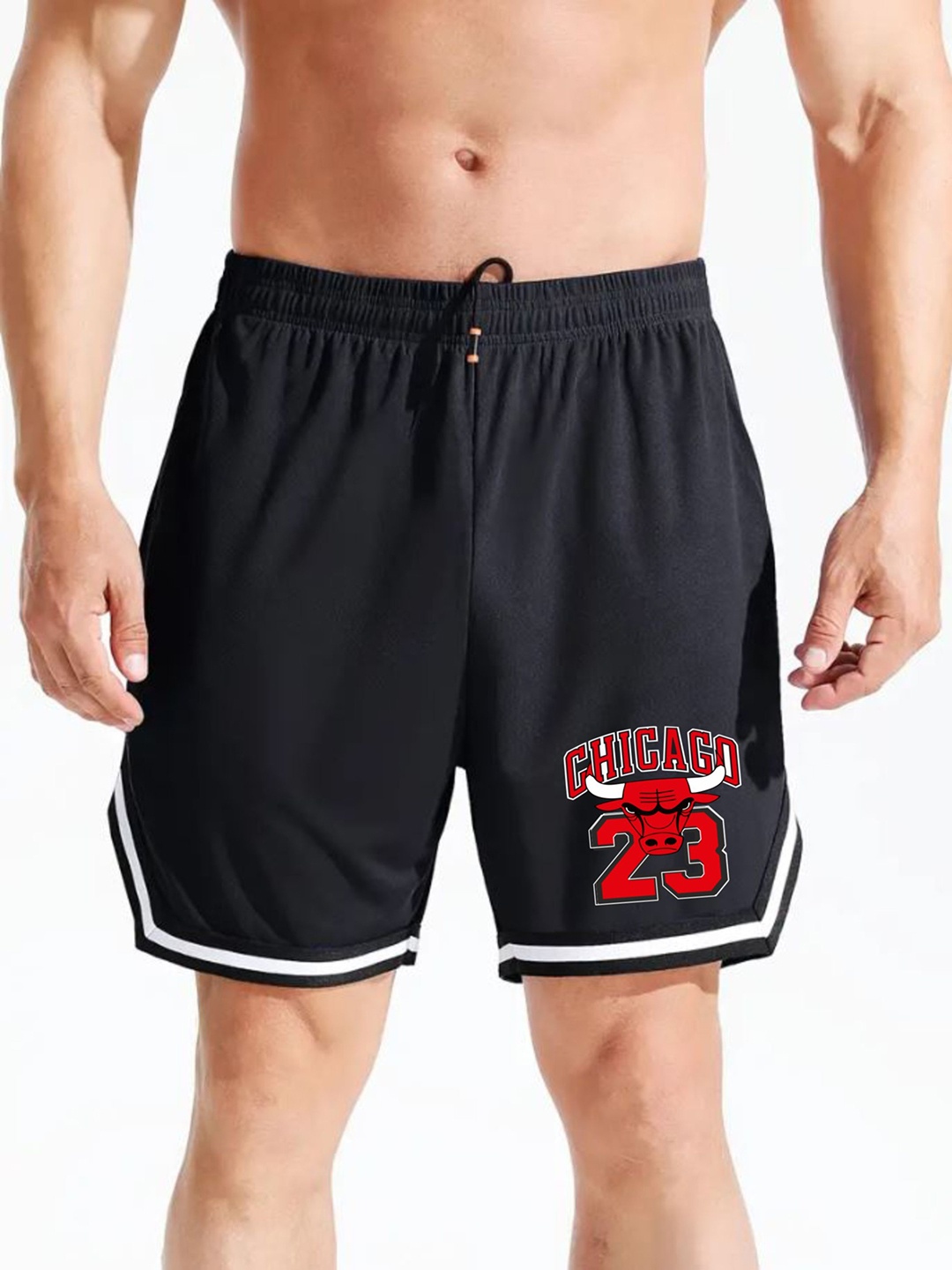 

culish Men Printed High-Rise Training or Gym Sports Shorts, Black