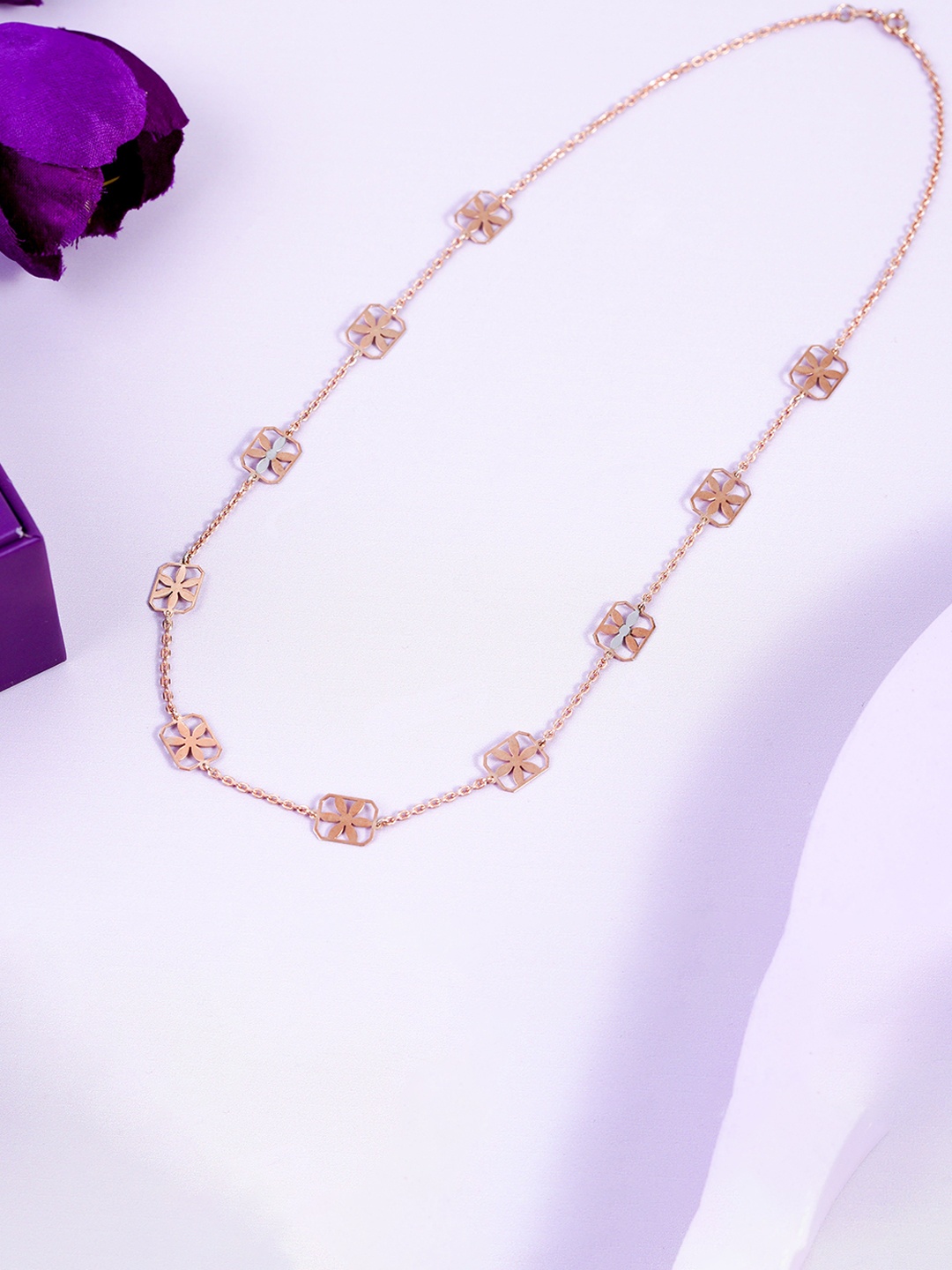 

KIORAH 925 Sterling Silver Rose Gold-Plated Minimal Necklace