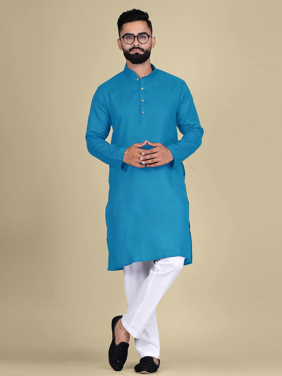 

Moda Rapido Mandarin Collar Straight Kurta, Blue