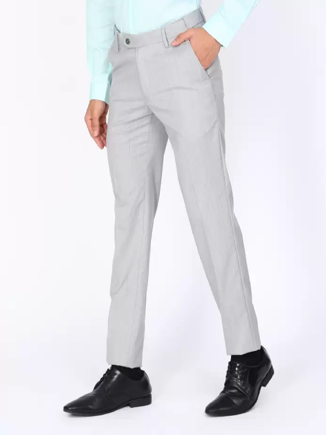 

Haul Chic Men Smart Slim Fit Trousers, Grey