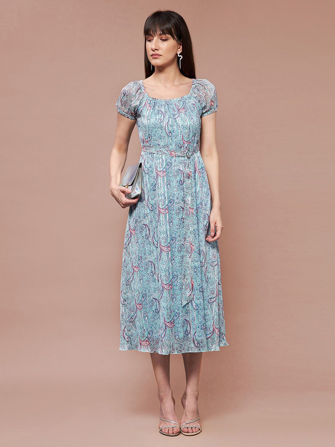 

all about you Floral Print Georgette Fit & Flare Midi Dress, Blue