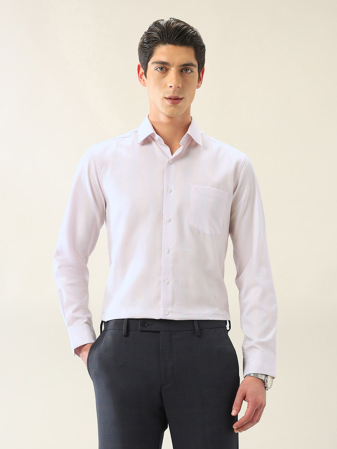 

Arrow Men Slim Fit Opaque Checked Formal Shirt, Pink