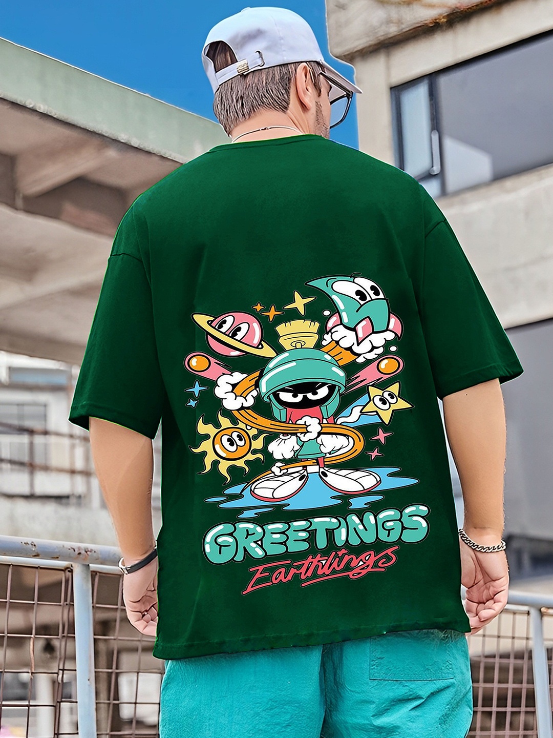 

Kushi Flyer Men Printed Applique T-shirt, Green