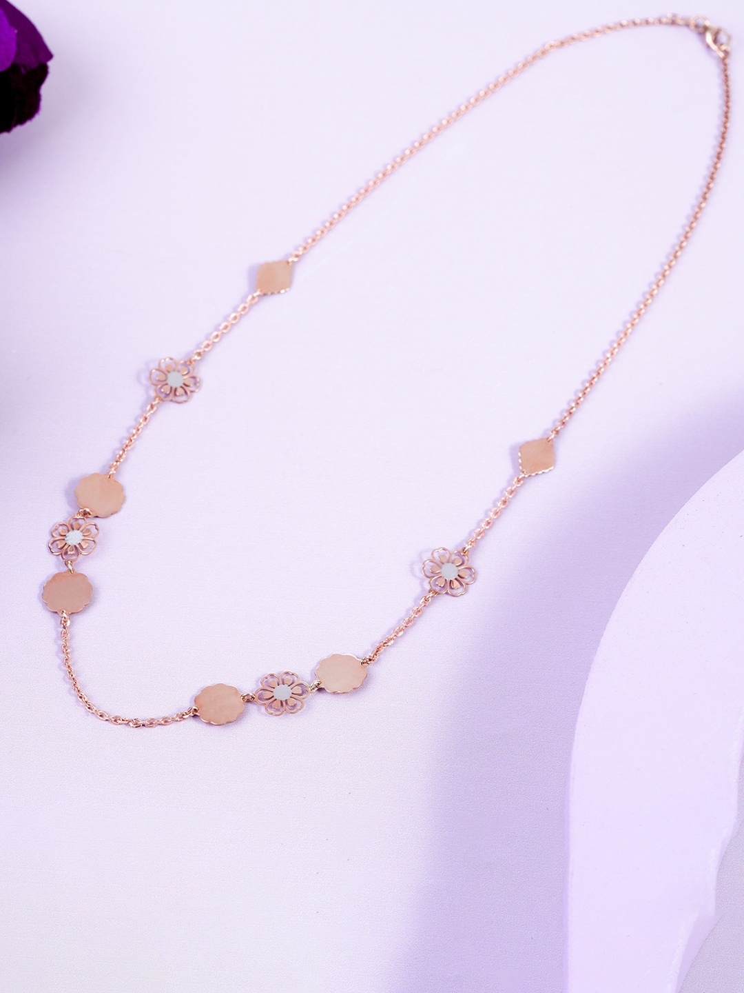 

KIORAH 925 Sterling Silver Rose Gold-Plated Minimal Necklace