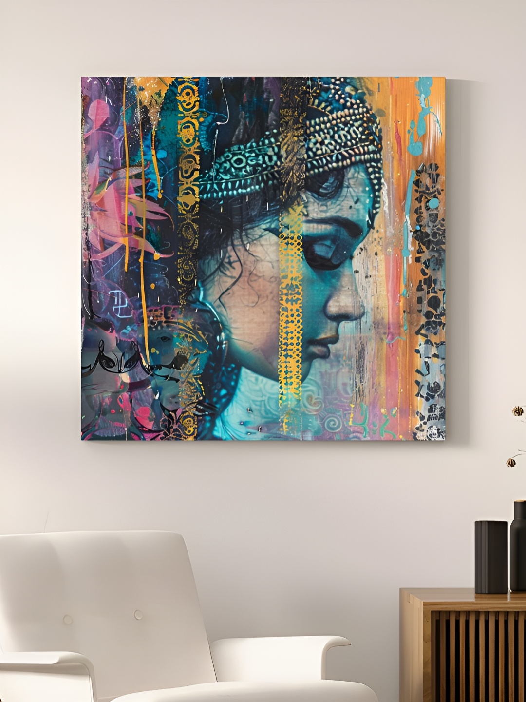 

Myntra Elegant Homes Blue Woman Side View Abstract Printed Canvas Wall Art