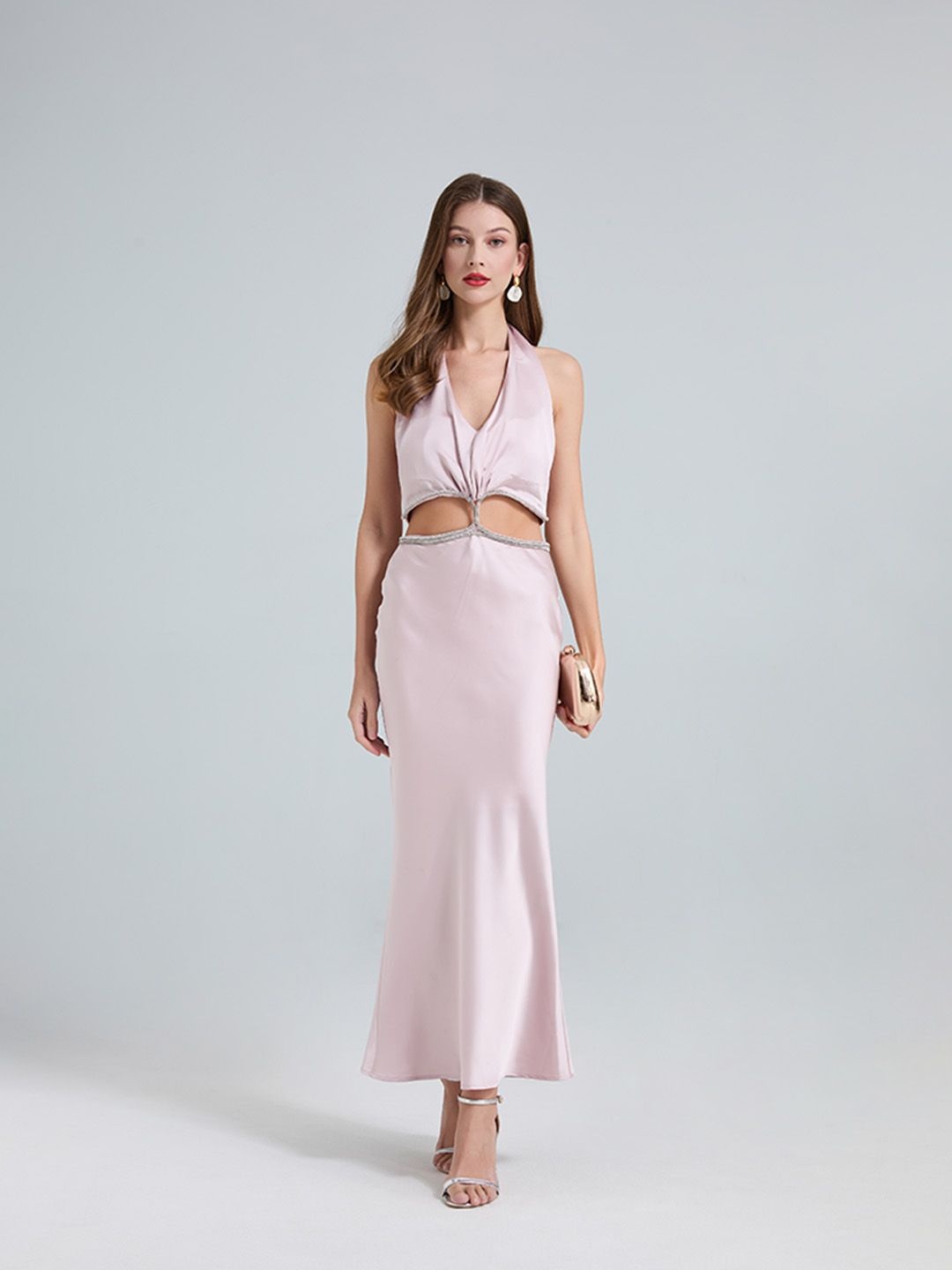 

JC Collection Halter Neck Maxi Dress, Pink
