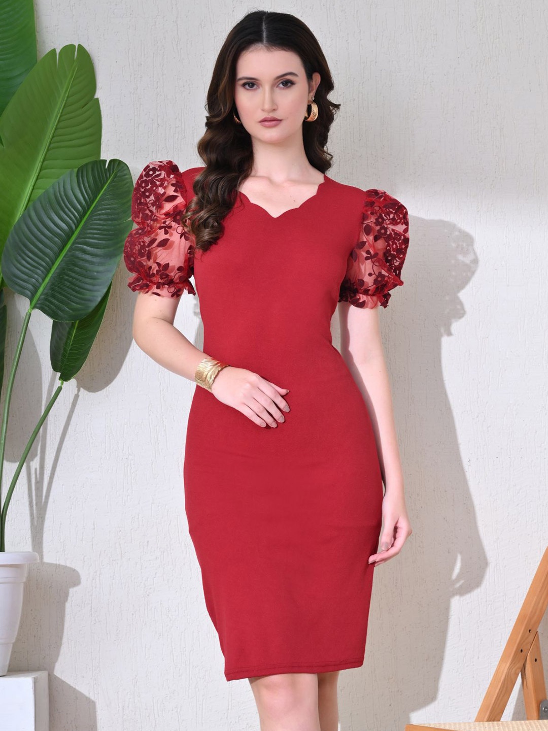 

IUGA Bodycon Dress, Maroon