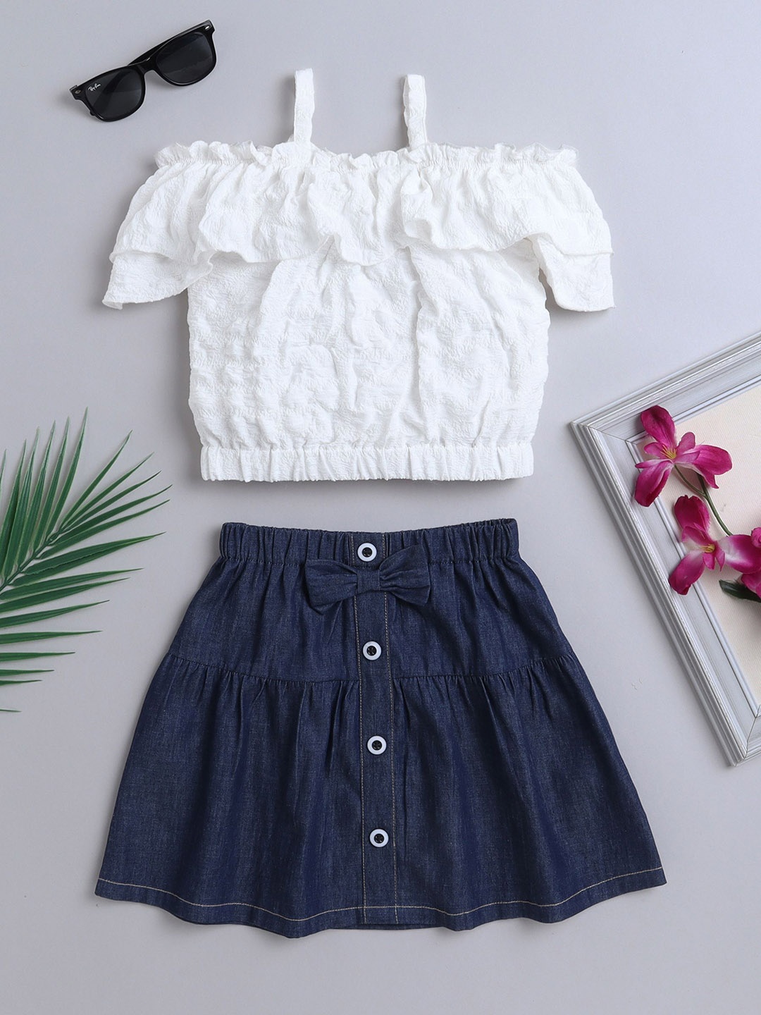 

ZACKBEE Girls Top with Skirt, White