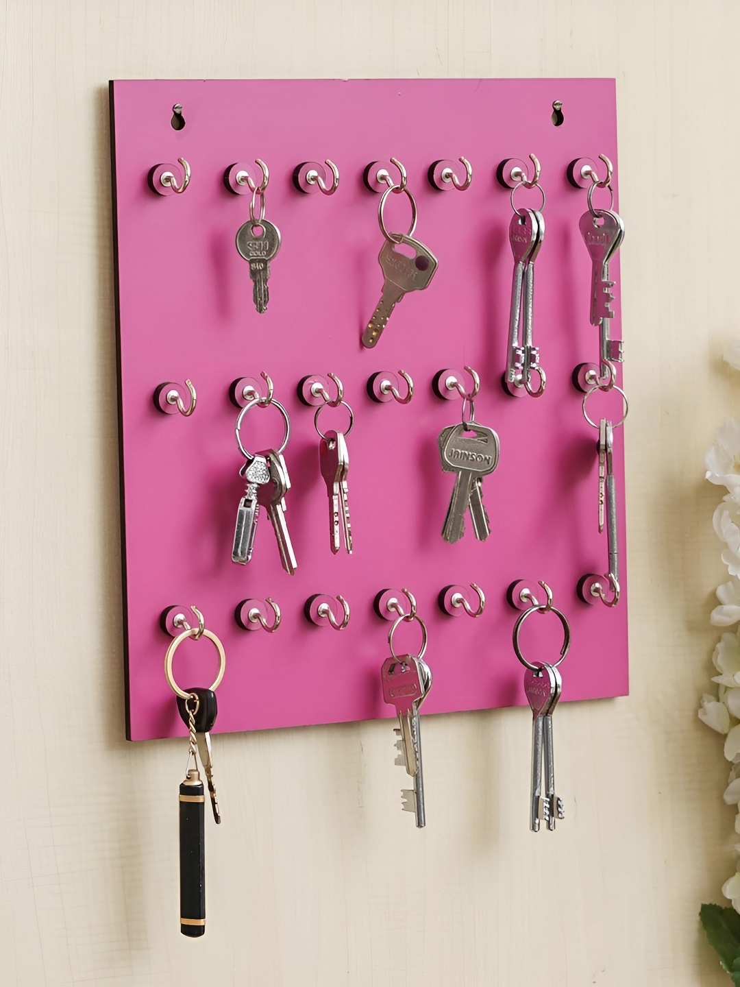 

Webelkart Pink 21 Hooks Wooden Key Holder