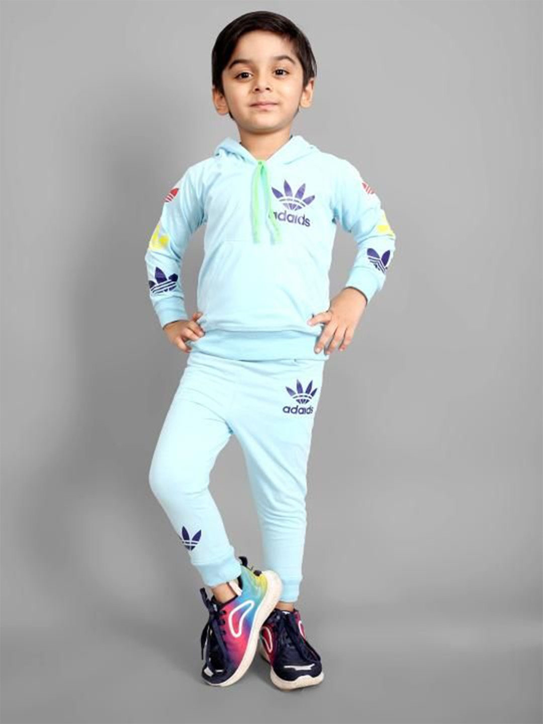 

MAYNEISHA Unisex Printed Hooded Sweatshirt With Joggers, Blue