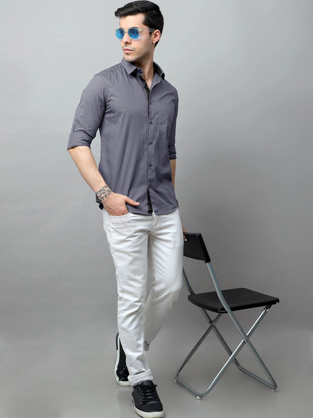 

SZN Men Standard Opaque Formal Shirt, Grey