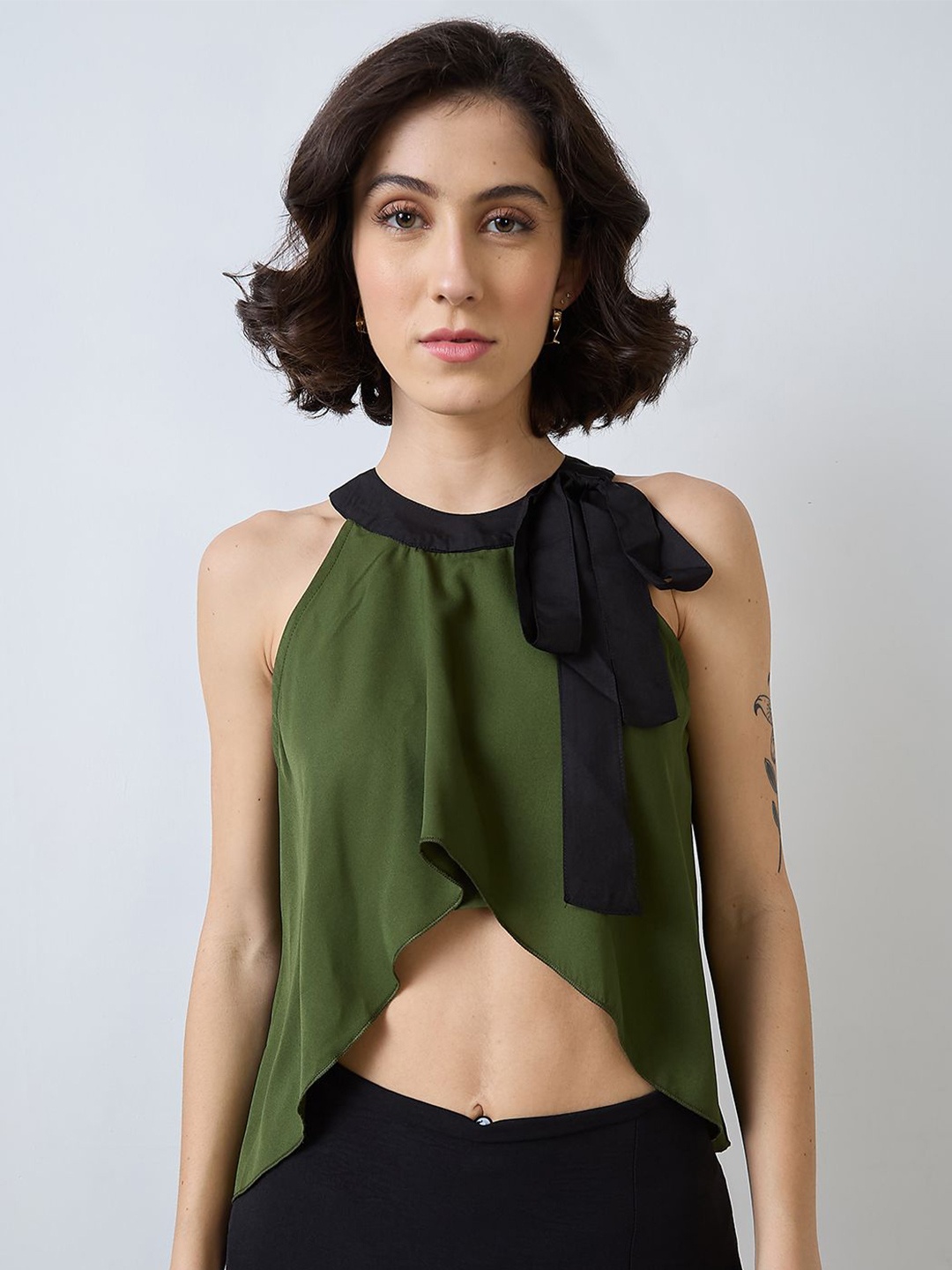 

SZN High-Low Crop Top, Green