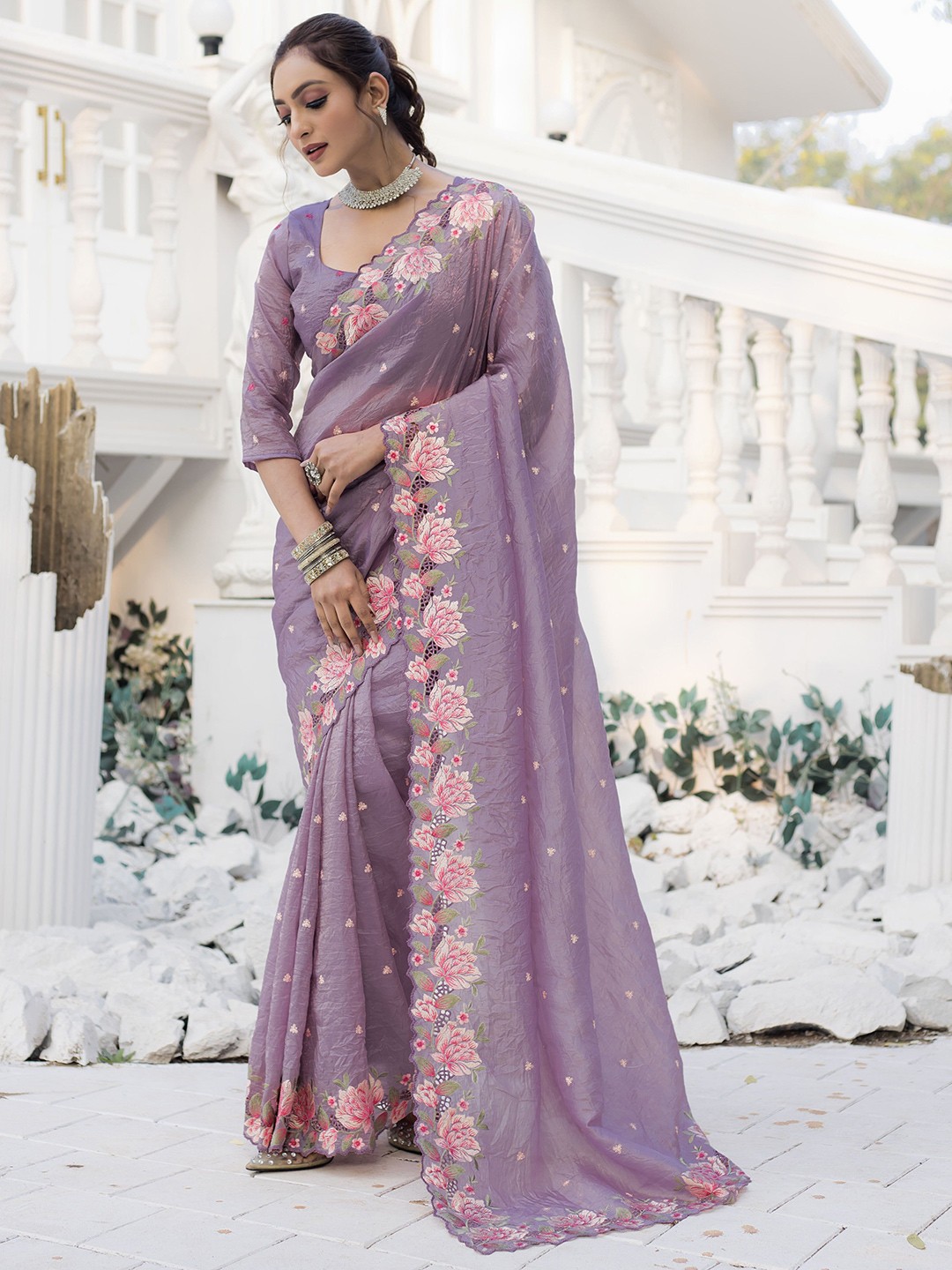 

DEVATITHI Lavender Silk Saree
