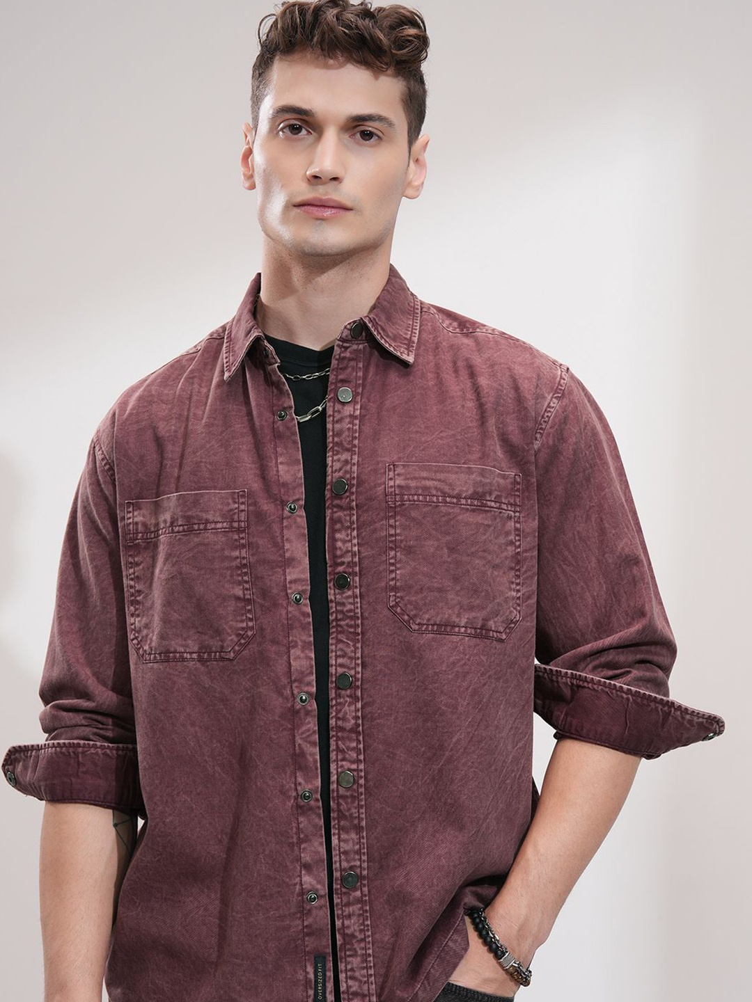 

HIGHLANDER Men Opaque Casual Shirt, Maroon