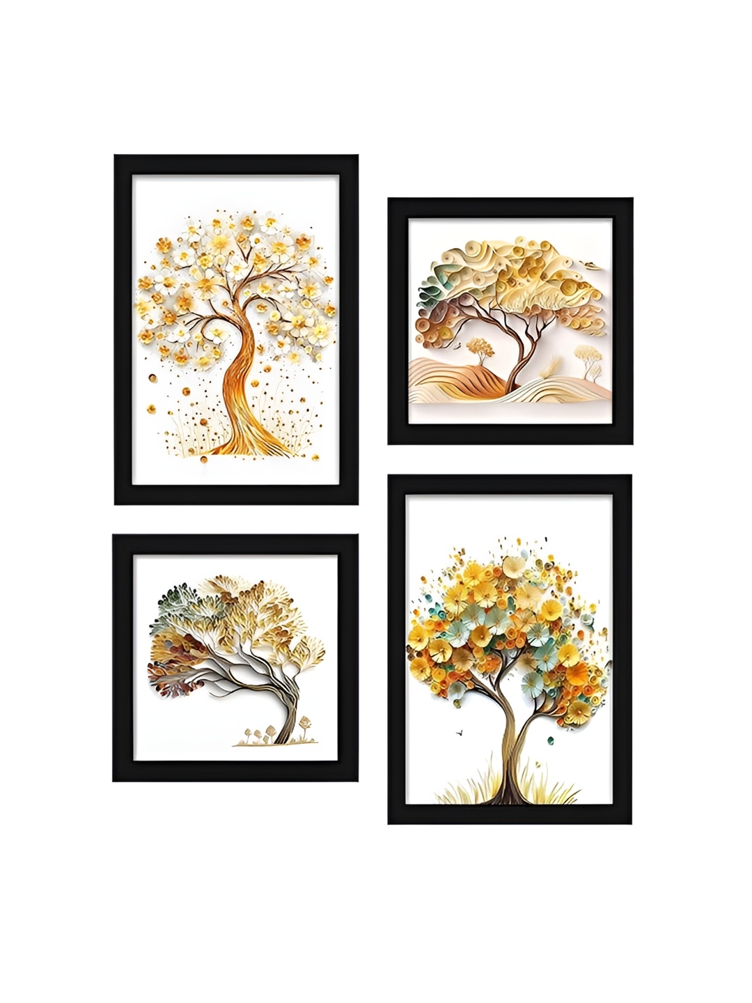 

Indianara White & Green 4 Piece Wood Floral and Botanical Wall Paintings