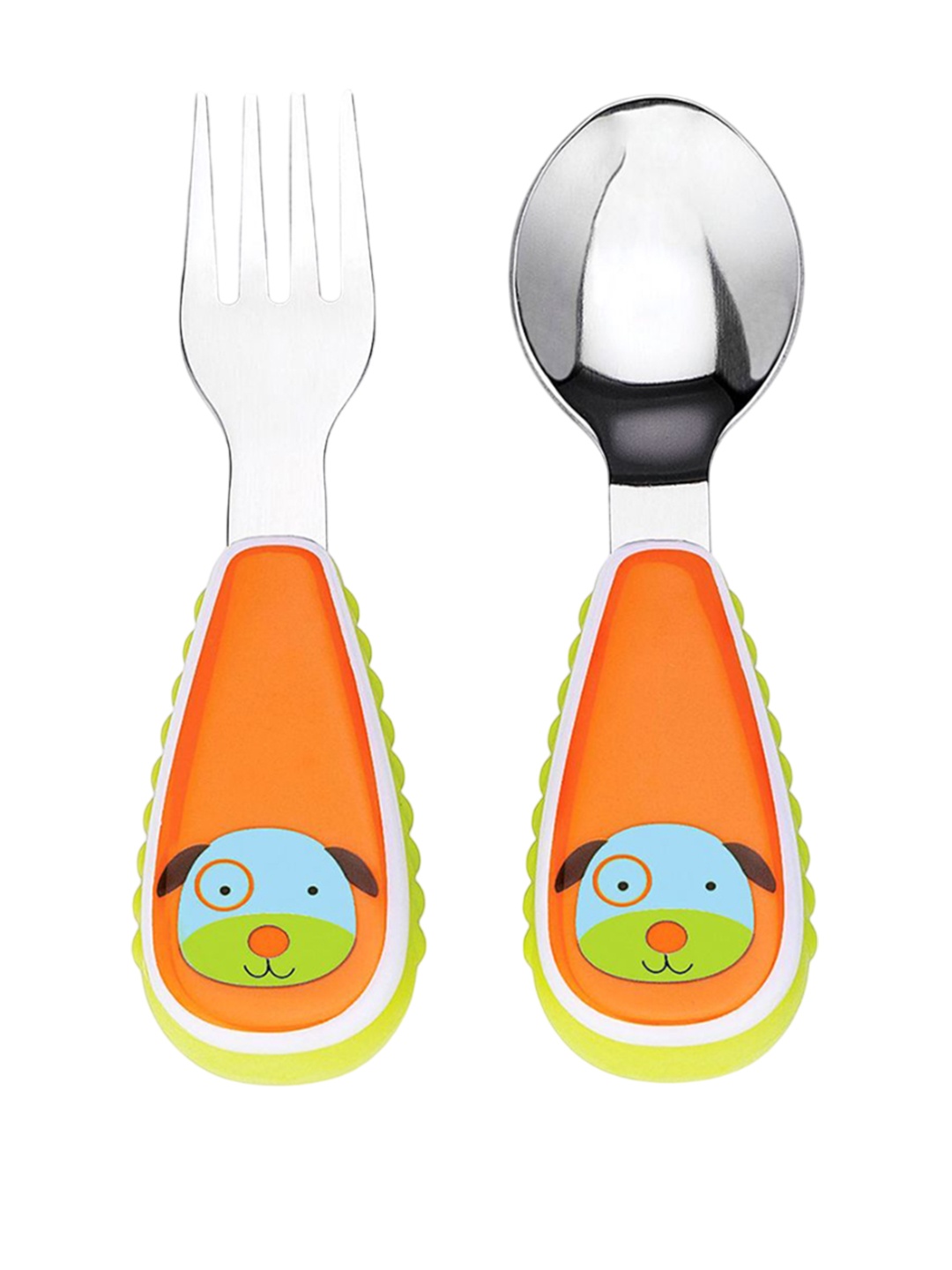 

Skip Hop Grey & Orange Colored Zoo Dog Fork & Spoon Utensils, Steel