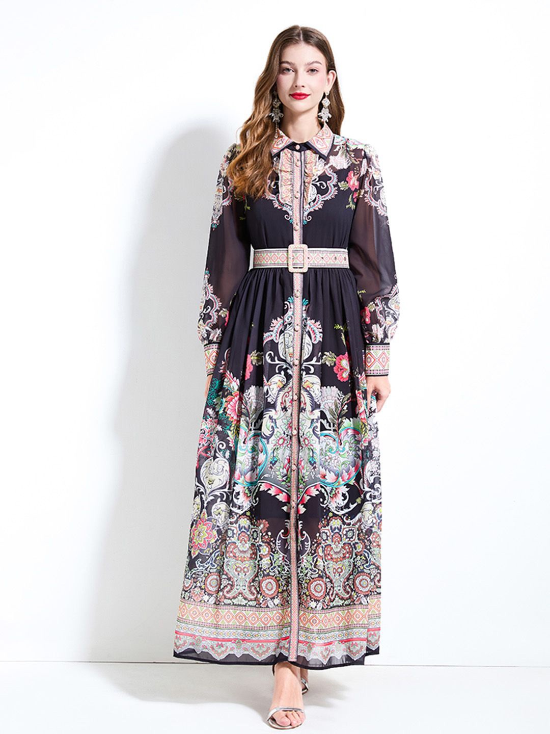 

JC Collection Floral Print Maxi Dress, Black