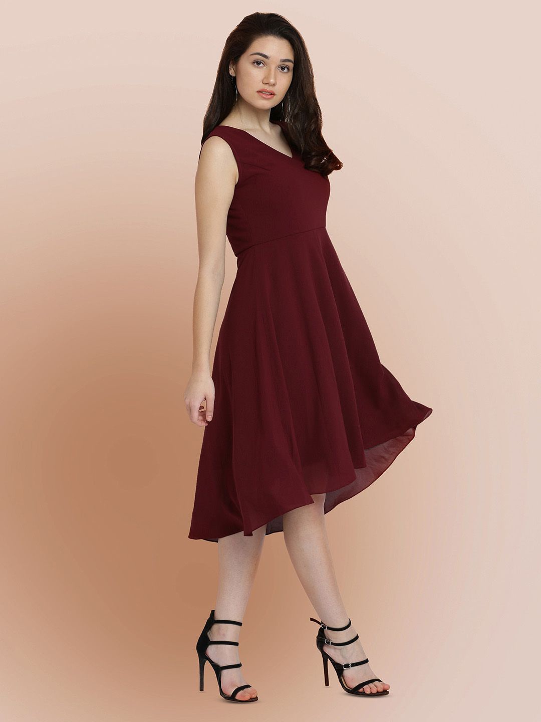

all about you Georgette Fit & Flare Midi Dress, Maroon