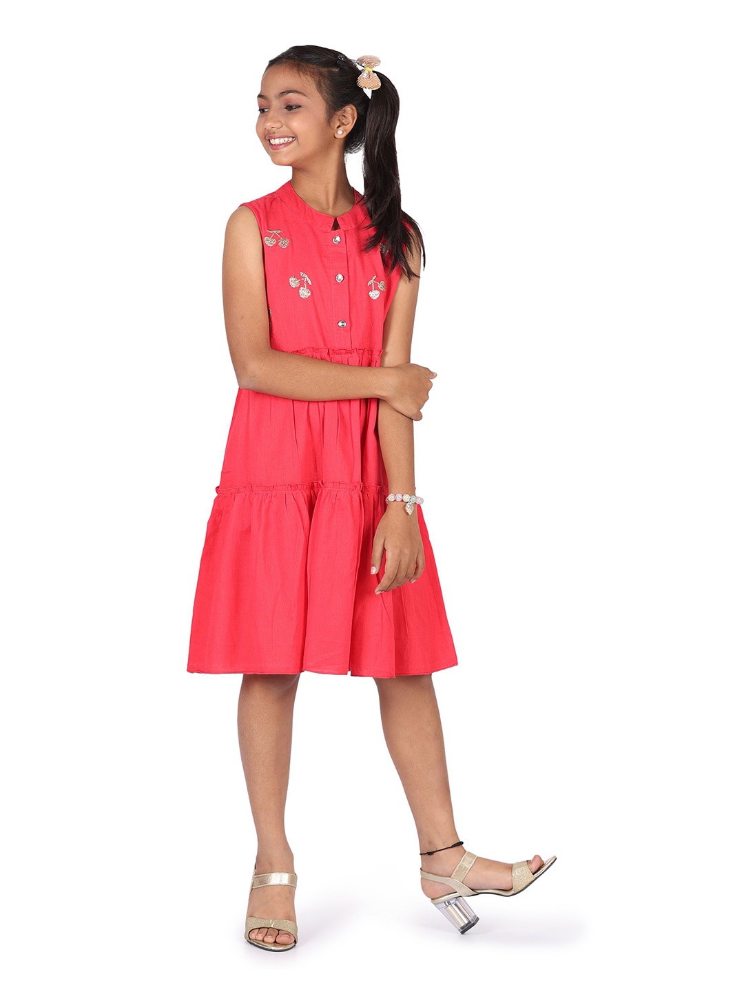 

SILK SPARROW Fit & Flare Dress, Red