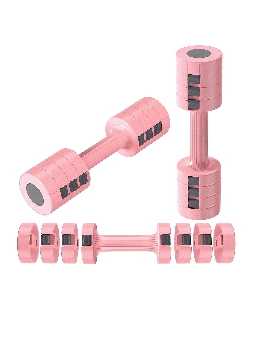 

SLOVIC 2 Pcs Non Slip Adjustable Dumbbells - 2.6 Kg Each, Pink