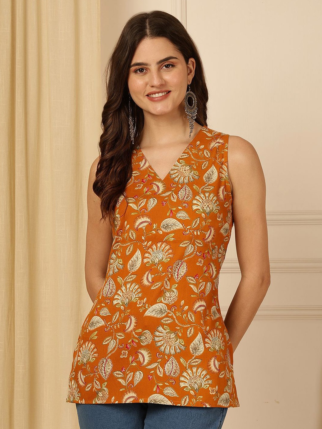 

Anouk Rustic Floral Print Wrap Top, Mustard