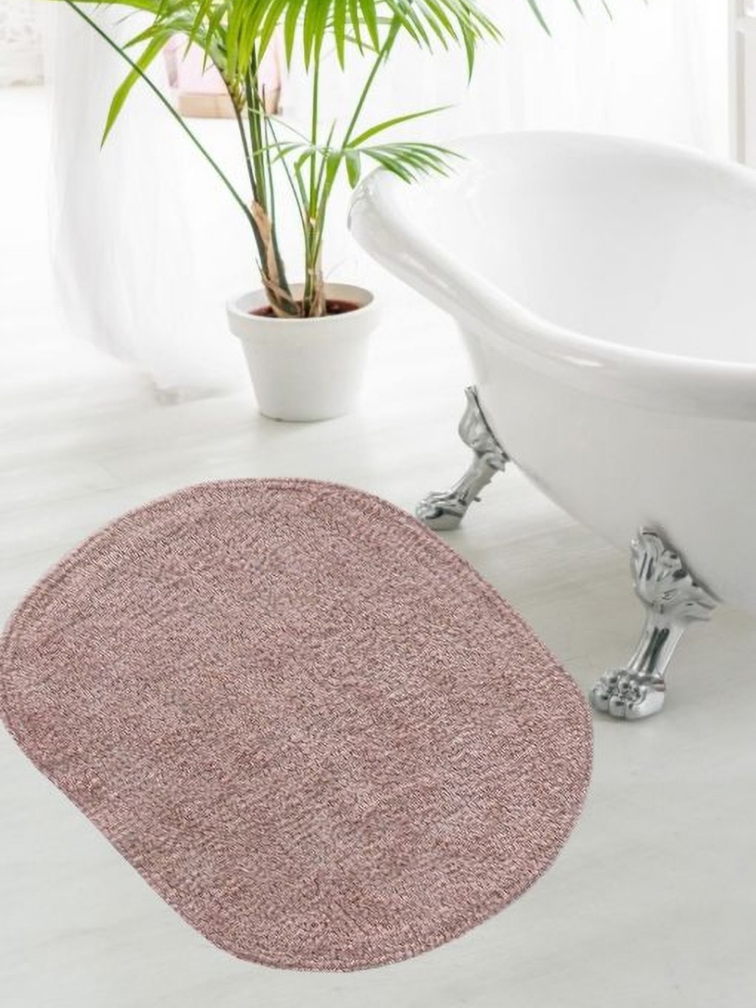 

GOKAL EXPORTS Glorious Pink Cotton Anti-Slip Bath Rug