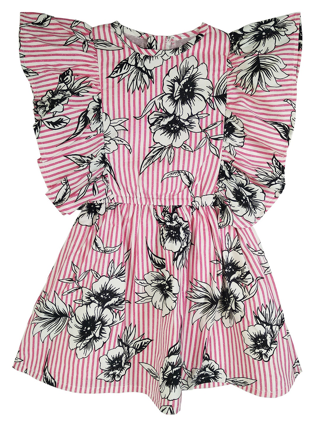 

SILK SPARROW Print Fit & Flare Dress, Pink