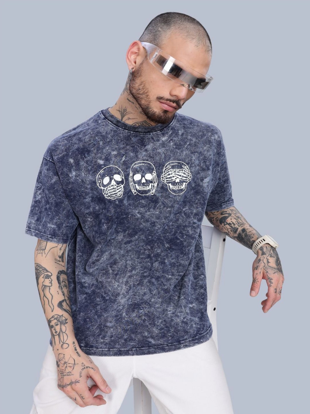 

PAUL STREET Men Dyed Bio Finish Boxy T-shirt, Blue