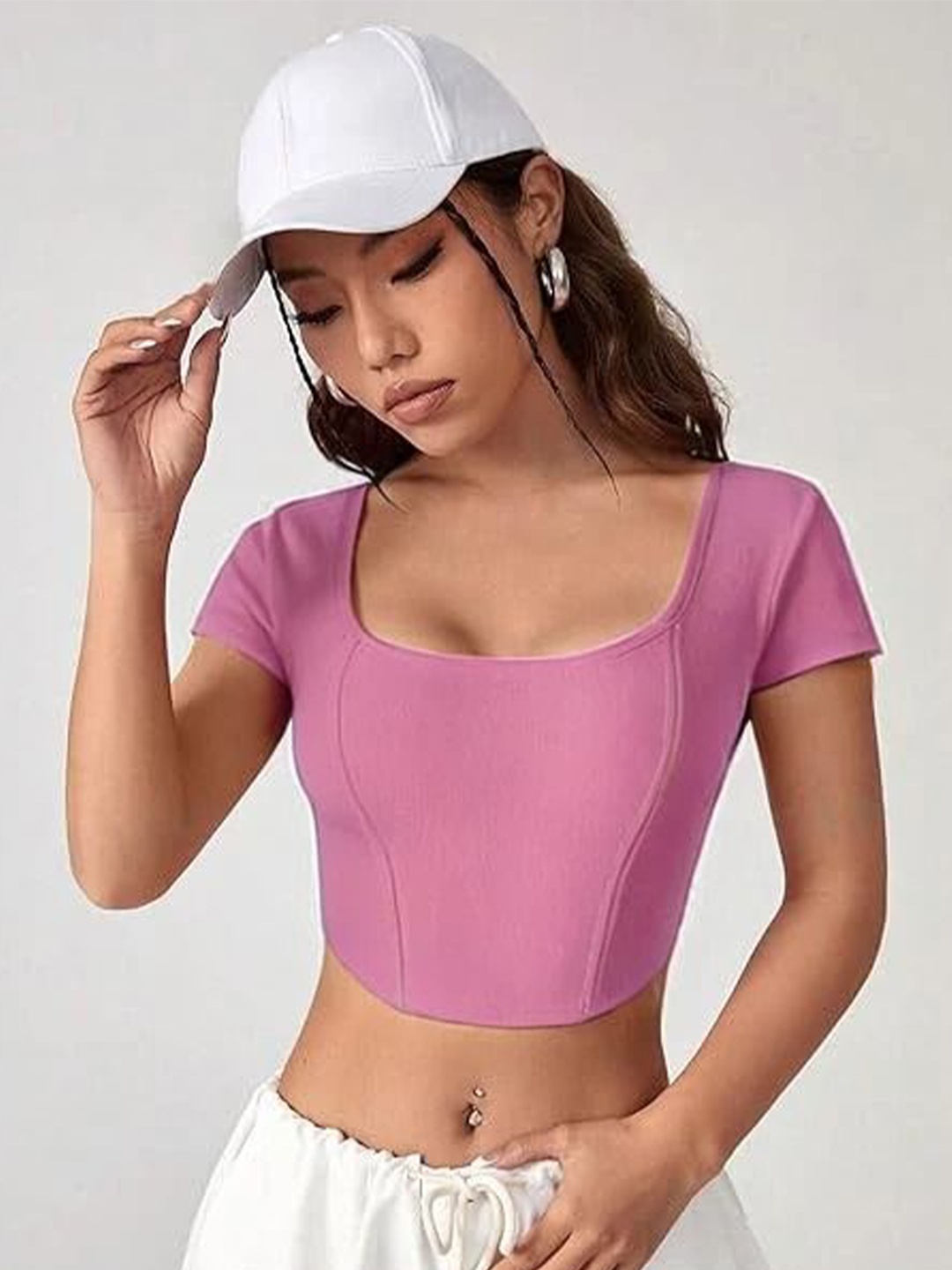 

SHAHVEER CREATION Cotton Tank Crop Top, Pink